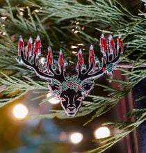 Load image into Gallery viewer, Yule Stag - Enamel Pin (black or white)
