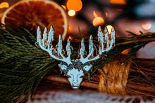 Load image into Gallery viewer, Yule Stag - Enamel Pin (black or white)
